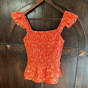 Madewell floral smocked top